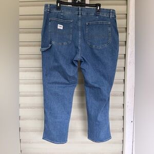 Lee Workwear Women’s Cargo Blue Jeans Sz 40x29.25-measured High Rise Stretch